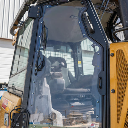 3/8" Clear Polycarbonate Passenger Door with Fasteners for Caterpillar Small Dozer