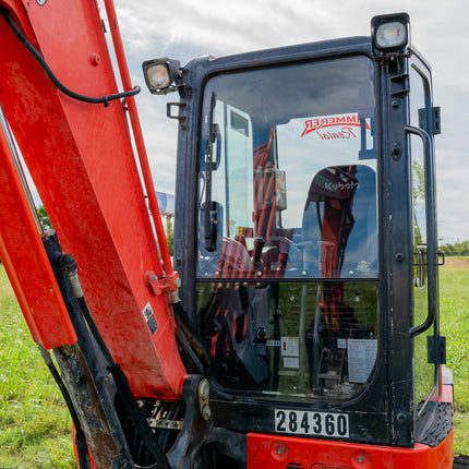 1/2" Clear Polycarbonate Upper Windshield with Fasteners for Kubota Excavators